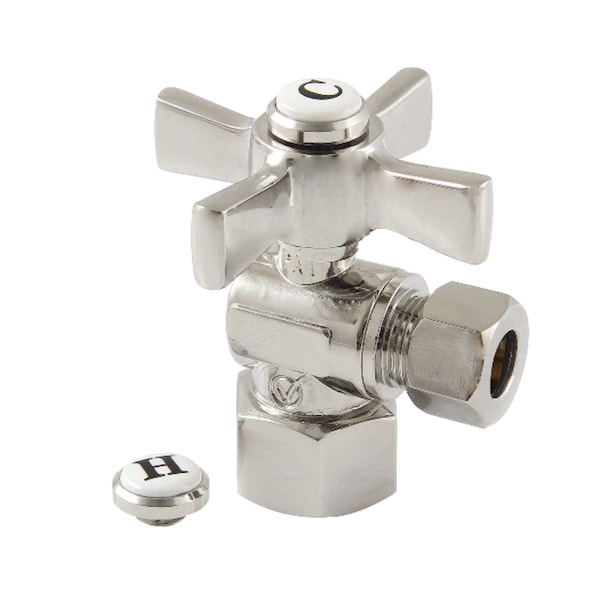 12Inch FIP x 38Inch OD Comp Angle Stop Valve, Polished Nickel
